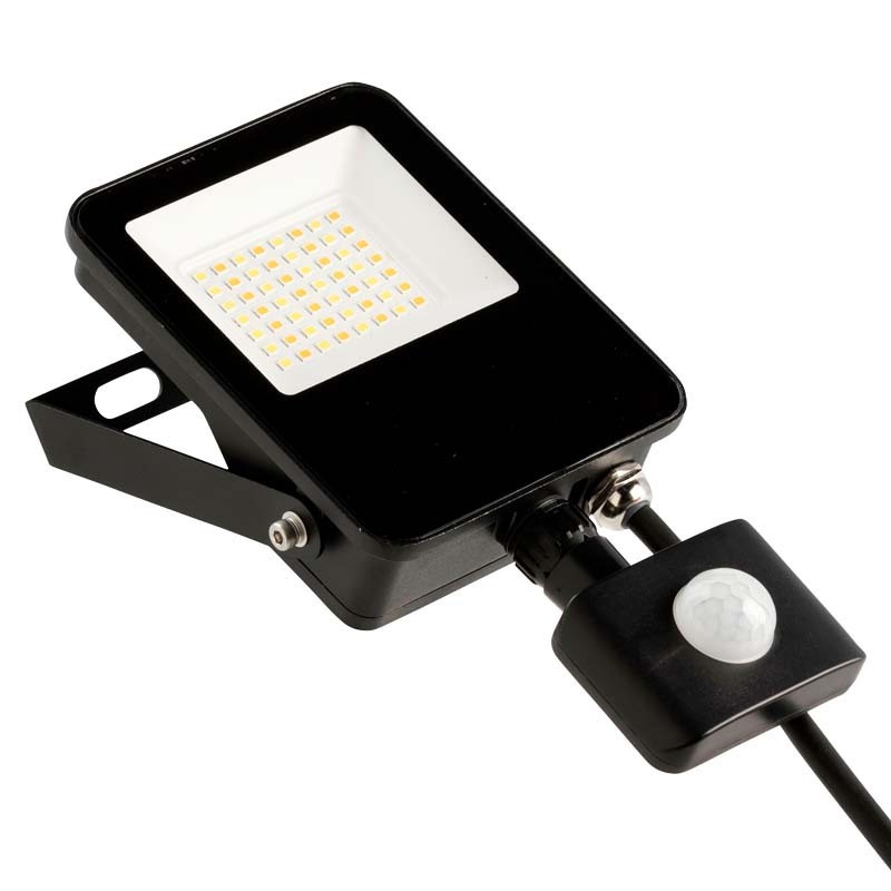 Luminaire Projecteur LED, SHARK Noir CCT 20W CCT (3K-4K-6K) IP66-IK04 2000lm avec détecteur IR