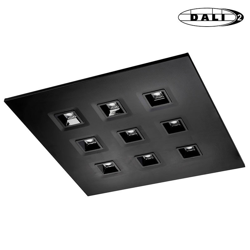 Luminaire Dalle LED PLAISIO noir 60x60mm DALI 2 PUSH Multi-puissance 28W-3800lm 4000K-IRC80 - UGR16