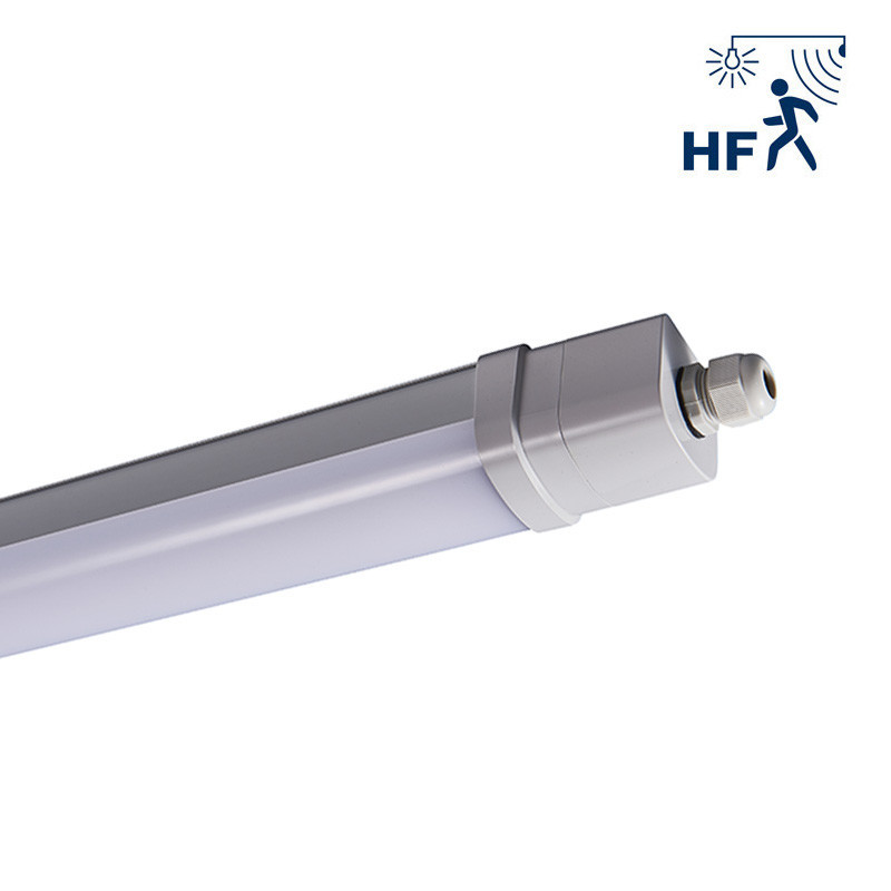 VEGAS III multi-puissance 32W 1200mm-4000K-IP66-IK08-CLII-4760lm avec détecteur HF ON-OFF-traversant