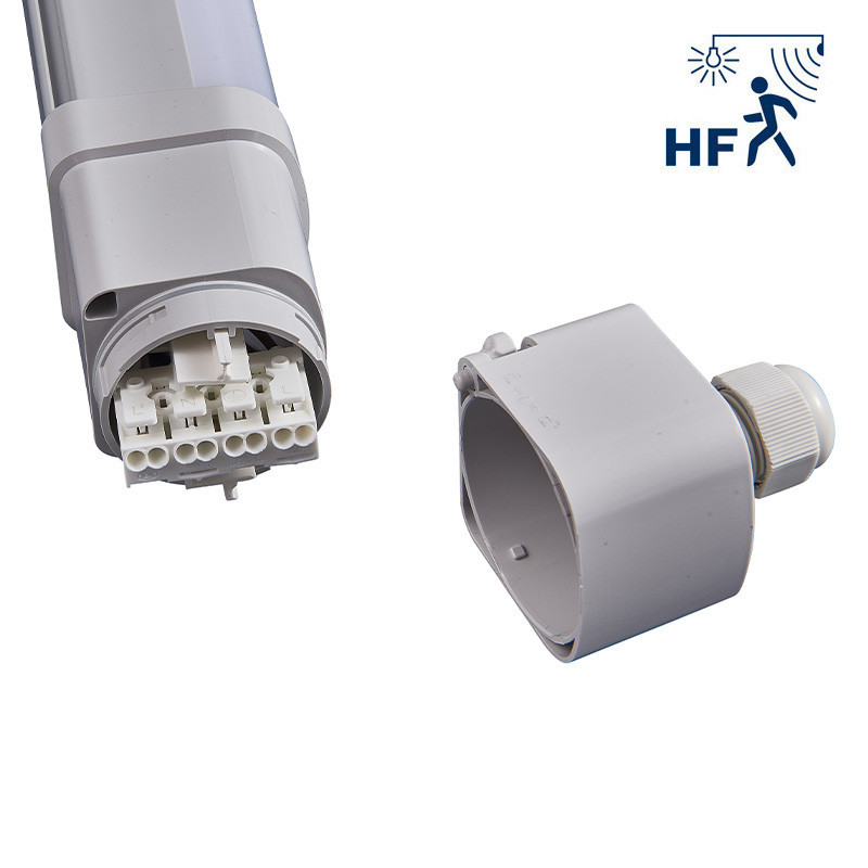 Ouverture VEGAS III multi-puissance 44W 1500mm-4000K-IP66-IK08-CLII-6440lm avec détecteur HF ON-OFF-traversant