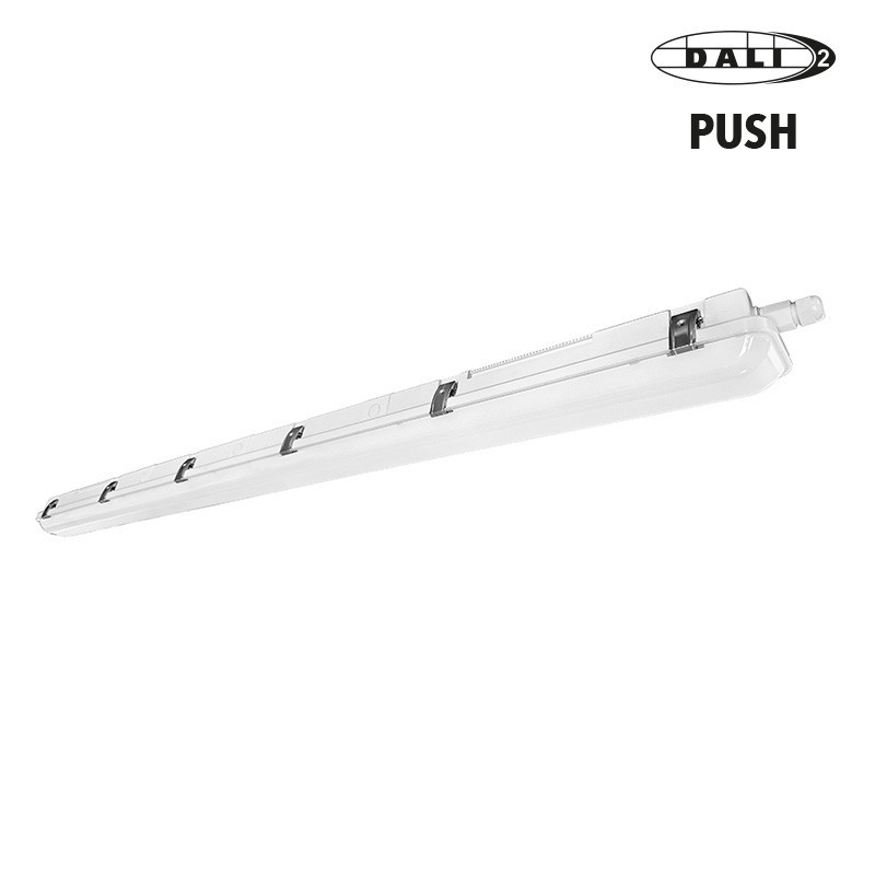 Luminaire étanche LED, HOLLYWOOD II XL 1200mm 50W 8000lm 4000K-IP66-IK10 DALI 2 PUSH vue en entier
