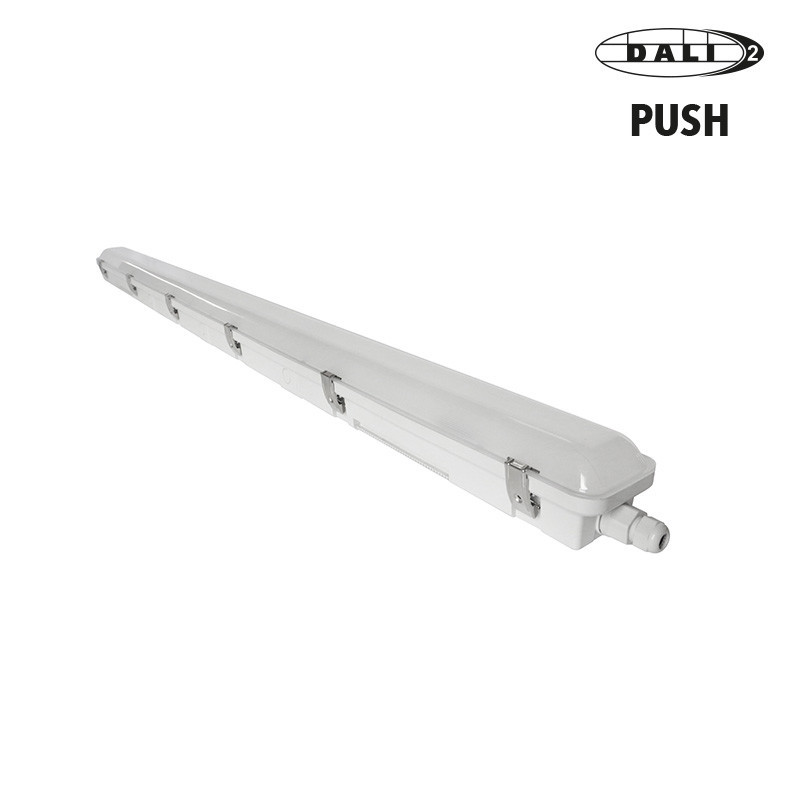Luminaire étanche LED, HOLLYWOOD II XL 1200mm 50W 8000lm 4000K-IP66-IK10 DALI 2 PUSH vue en entier