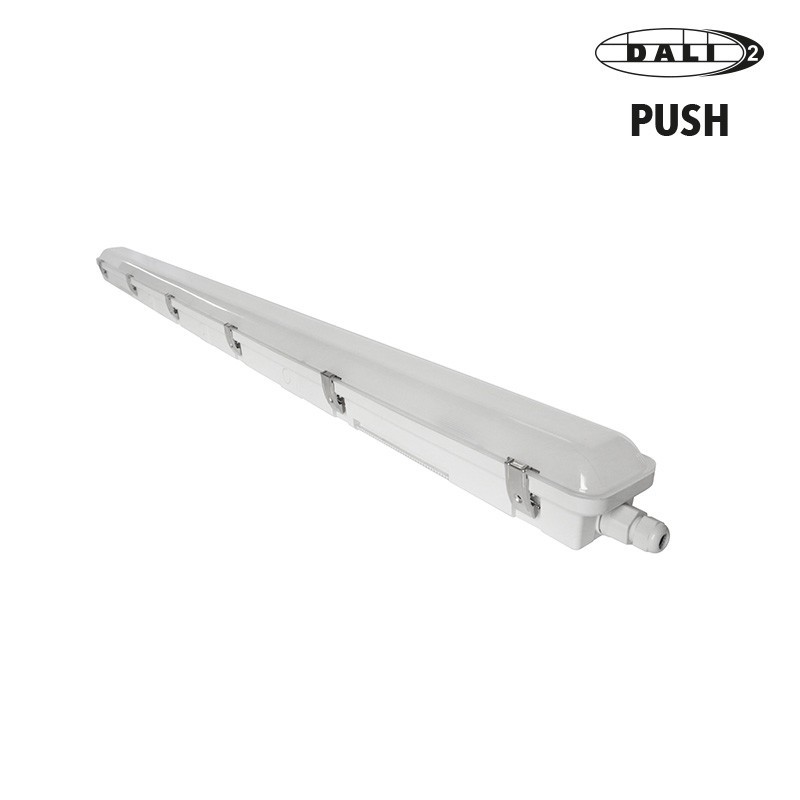 Luminaire étanche LED, HOLLYWOOD II XL 1500mm 70W 11500lm 4000K-IP66-IK10 DALI 2 PUSH vue en entier